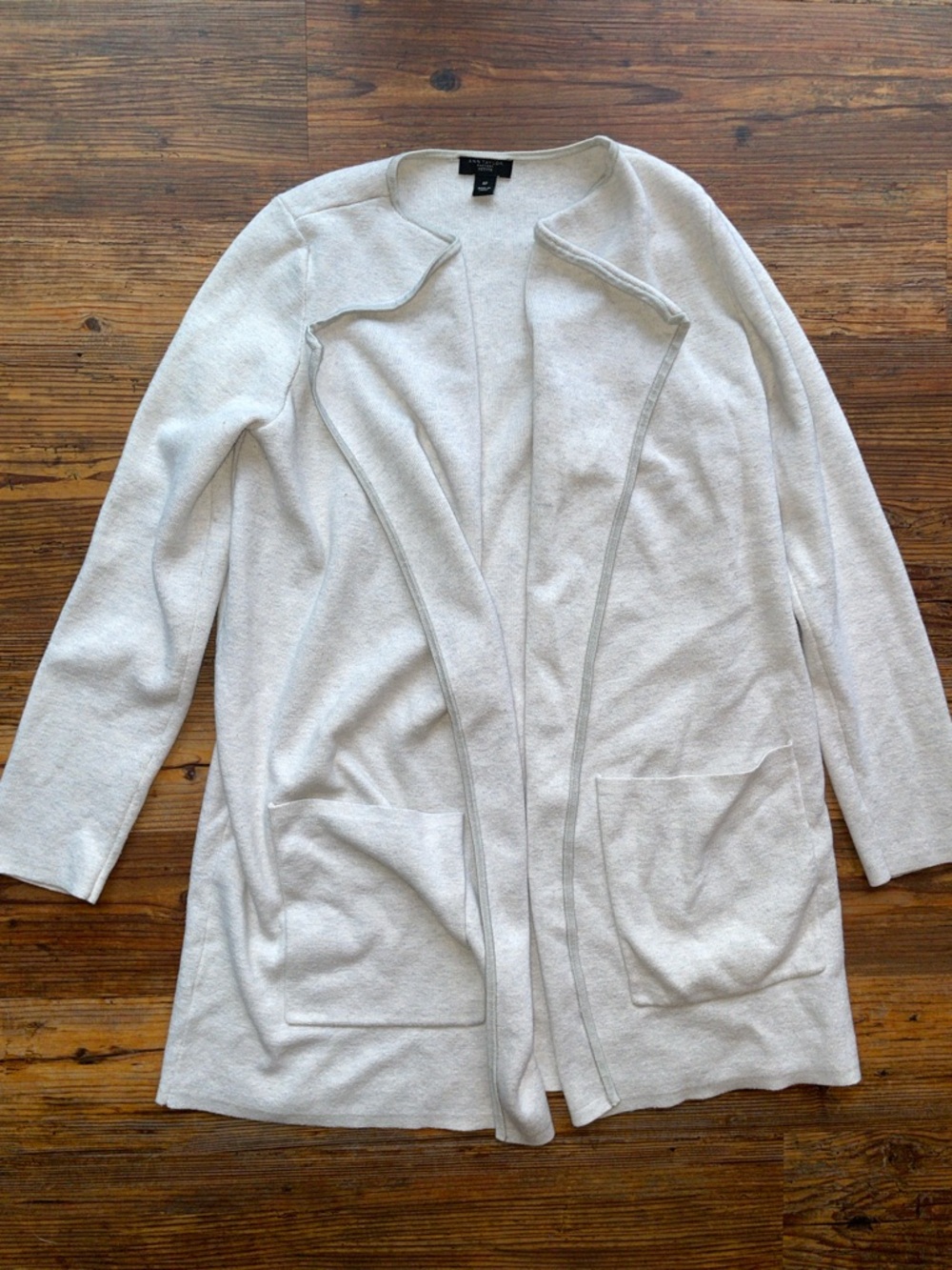 Ann Taylor Factory Light Gray Open Front Cardigan